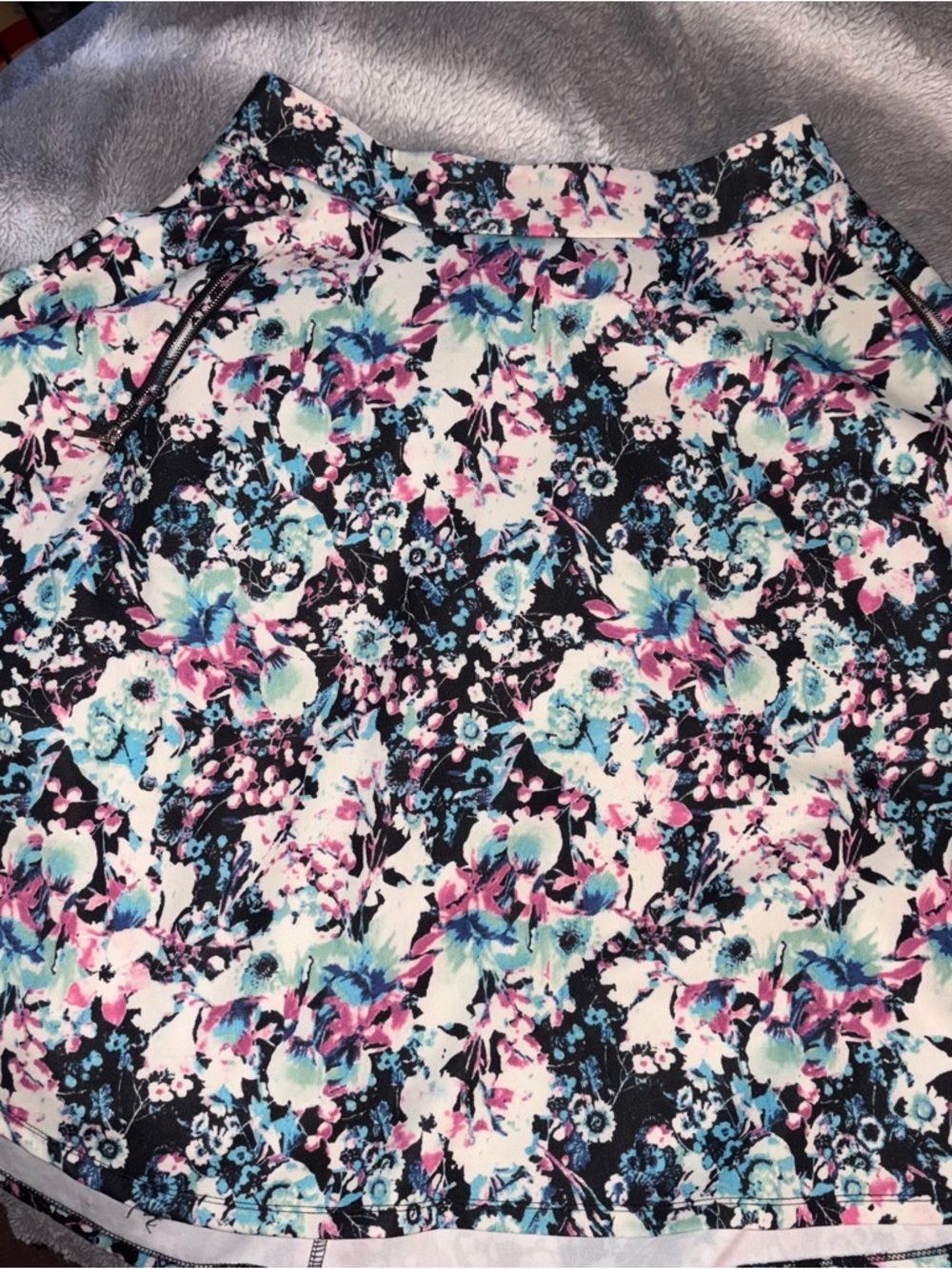 Marilyn Monroe Floral Print Midi Skirt in Black, Aqua & Pink